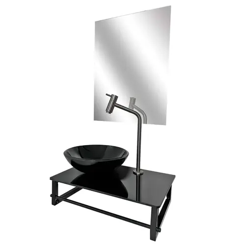 Kit Lavabo+Cuba+Espelho Veneza Preto Dulluc