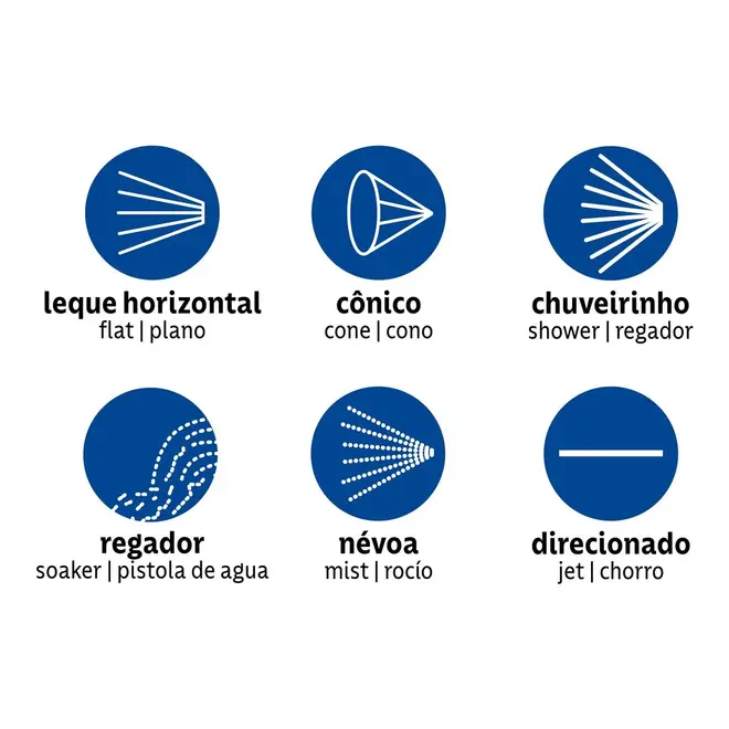 Hidropistola 6 tipos de jato para Engate Rápido Multifunção Tramontina