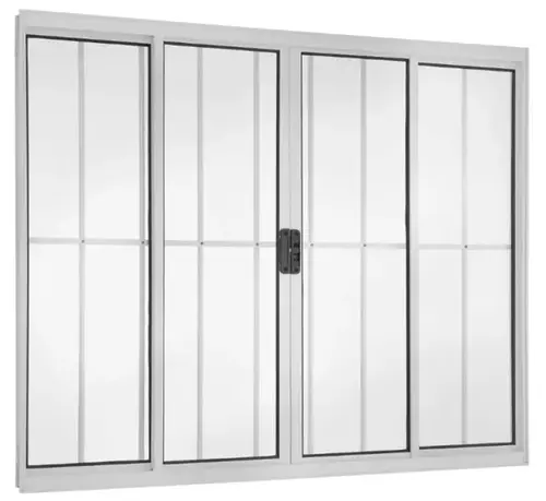 Janela de Correr 4 Folhas Soft Branca c/Grade 100x120 Proex