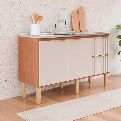Gabinete de Cozinha Agata 1,44m Freijo/Off White  MGM