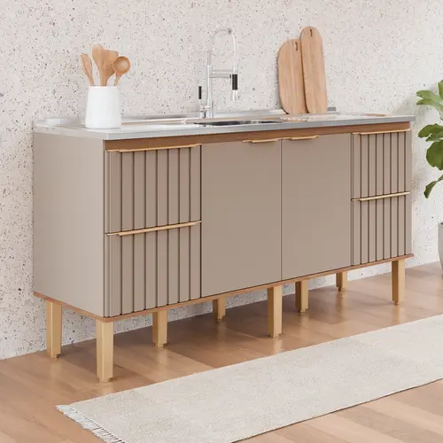 Gabinete de Cozinha Agata 1,74m Cappuccino/Freijo MGM