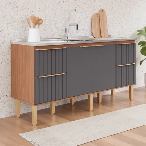 Gabinete de Cozinha Agata 1,74m Freijo/Titanium MGM