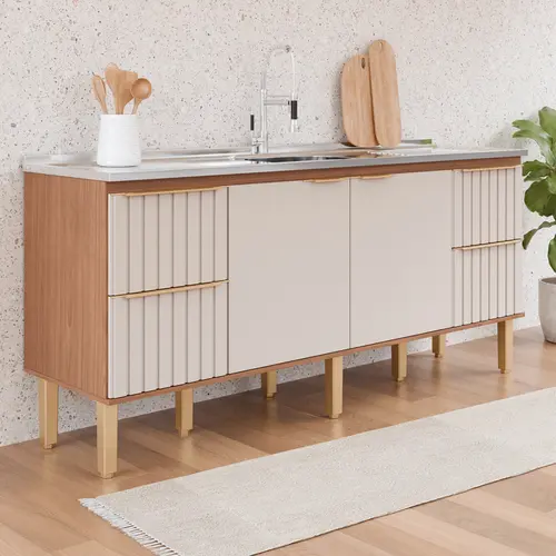 Gabinete de Cozinha Agata 1,94m Freijo/Off White MGM