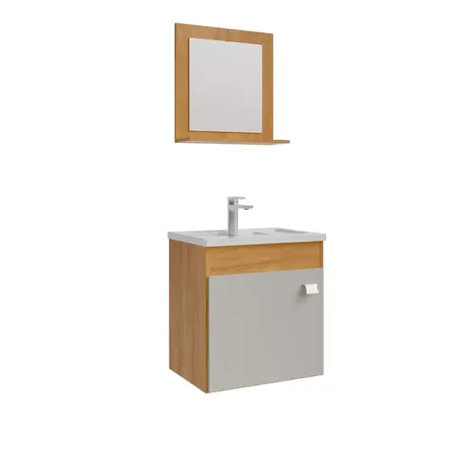 Kit Gabinete Banheiro Iris 44cm Cinamomo/Off White MGM