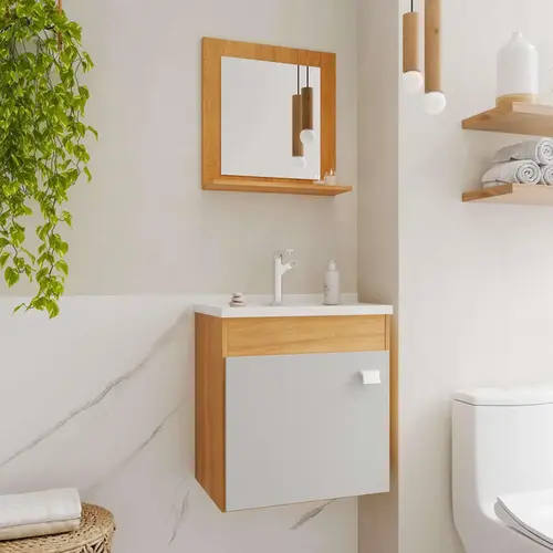 Kit Gabinete Banheiro Iris 44cm Cinamomo/Off White MGM