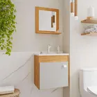 Kit Gabinete Banheiro Iris 44cm Cinamomo/Off White MGM