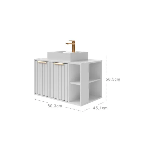 Gabinete de Banheiro Noruega 80cm Branco MGM