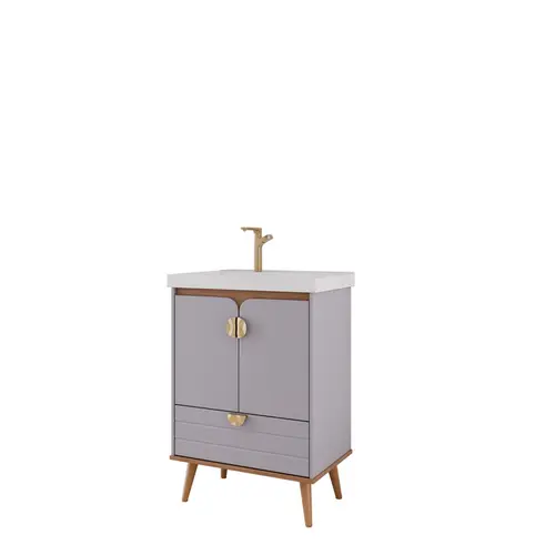 Gabinete de Banheiro Trancoso 60cm Platina/Freijo MGM
