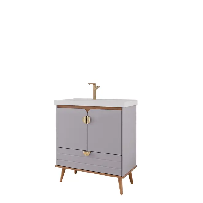 Gabinete de Banheiro Trancoso 80cm Platina MGM
