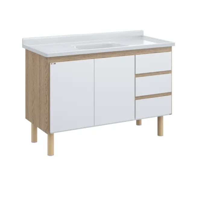 Gabinete de Cozinha Atenas 1,16m Branco/Cerejeira AJR