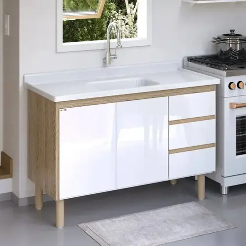 Gabinete de Cozinha Atenas 1,16m Branco AJR