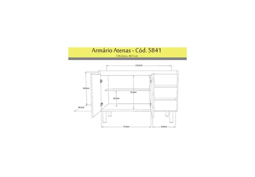 Gabinete de Cozinha Atenas 1,16m Branco/Cerejeira AJR