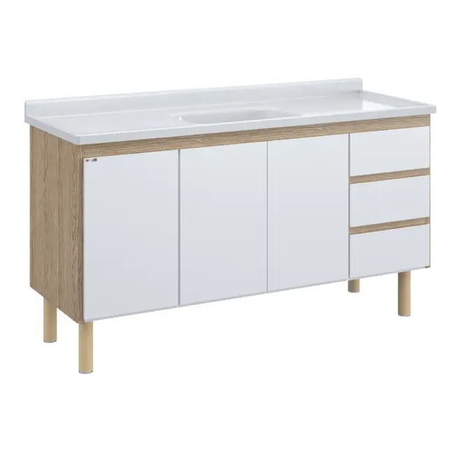 Gabinete de Cozinha Atenas 1,44m Branco/Cerejeira AJR
