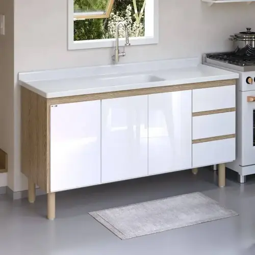 Gabinete de Cozinha Atenas 1,44m Branco AJR