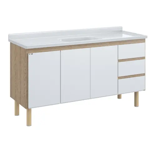 Gabinete de Cozinha Atenas 1,44m Branco/Cerejeira AJR