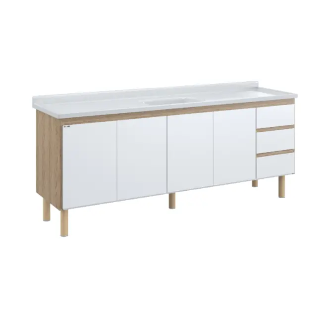 Gabinete de Cozinha Atenas 1,92m Branco/Cerejeira AJR