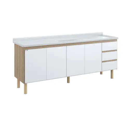 Gabinete de Cozinha Atenas 1,92m Branco/Cerejeira AJR