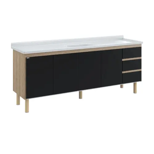 Gabinete de Cozinha Atenas 1,92m Preto AJR