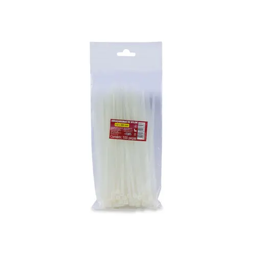 Abraçadeira Nylon 4,8x200mm Branco Pct 100un. Force Line
