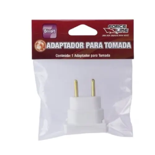 Adaptador Bipolar Chato Antigo p/Tom Nova Branco 10A 4315 Force Line