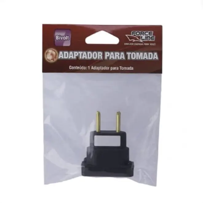 Adaptador Bipolar Chato Antigo p/Tom Nova Preto 10A 4314 Force Line