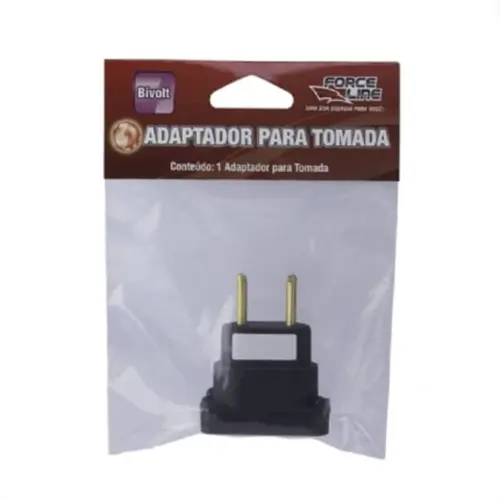 Adaptador Bipolar Chato Antigo p/Tom Nova Preto 10A 4314 Force Line