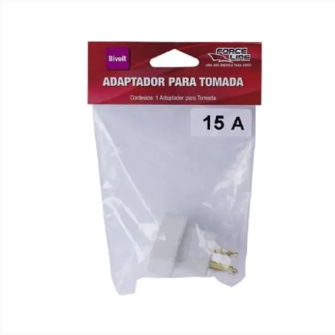 Adaptador 2P+T Novo para Tomada Antiga Branco 15A 4317 Force Line