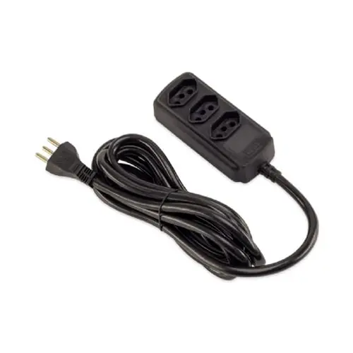 Extensão 3 Tomadas Tripolar 20A 3M Preto Biv Force Line