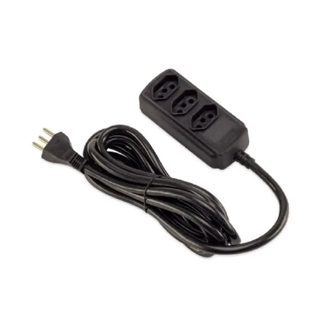 Extensão Tripolar 3Tomadas 2P+T 20A 5m Preto Bivolt Force Line