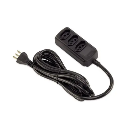 Extensão Tripolar 3Tomadas 2P+T 20A 5m Preto Bivolt Force Line