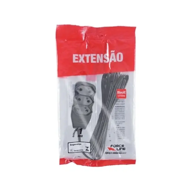 Extensão Slim 3Tomadas 2P 10A 1M Preto Bivolt Force-Line