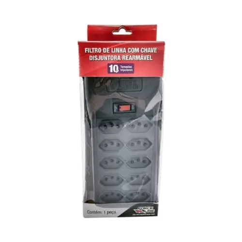 Filtro de Linha 10Tomadas 10A 1,2m Preto Bivolt Force-Line