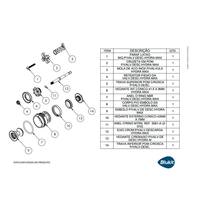 Kit Reparo Para Valvula De Descarga Hydra Max Modelo Blukit Kit Reparo Para Valvula De