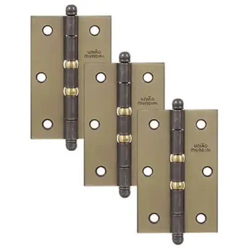 Dobradiça Leve Latonado 3.1/2"x2.5/16" C/ Anel 03 Peças União Mundial