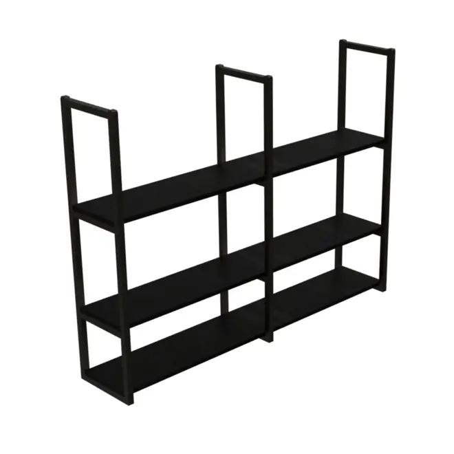 Prateleira Industrial Triplo 120x20 Preto Brasforma