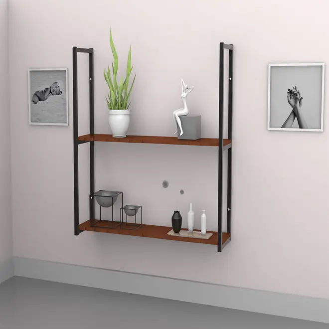 Prateleira Industrial Dupla 90x20 Avelã Brasforma