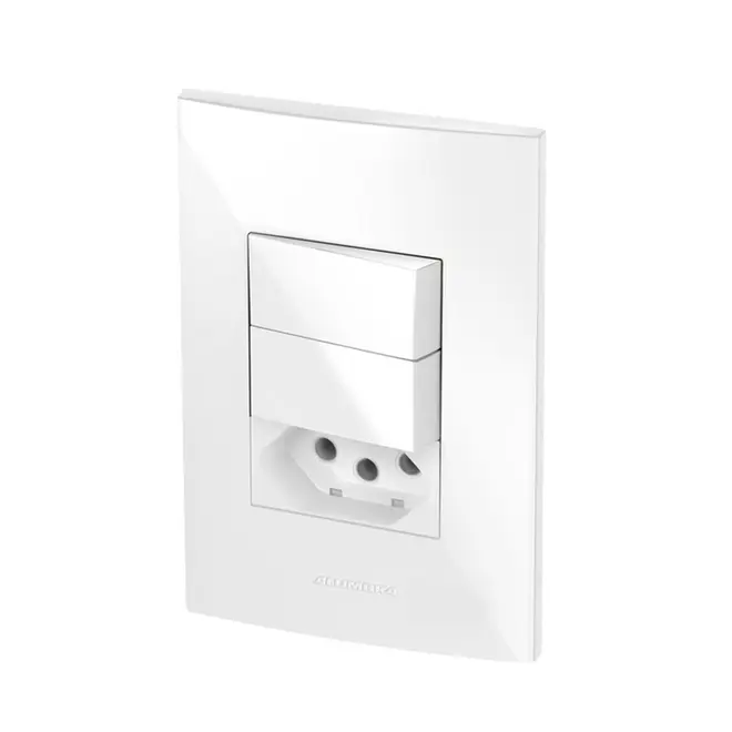 Conjunto 02 Interruptores Simples +Tomadas 2P+T c/ Placa 10A 250v InovaPro 85052 Alumbra