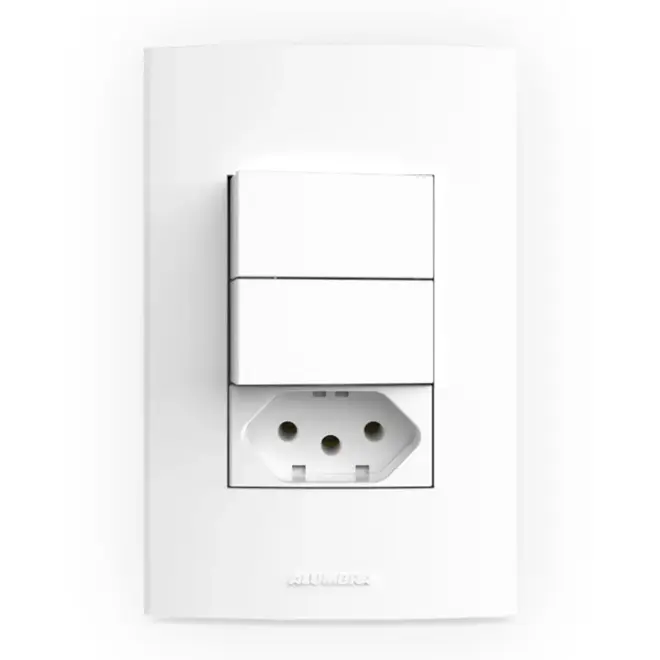 Conjunto 02 Interruptores Simples +Tomadas 2P+T c/ Placa 10A 250v InovaPro 85052 Alumbra