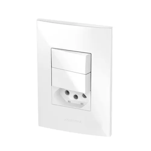 Conjunto 02 Interruptores Simples +Tomadas 2P+T c/ Placa 10A 250v InovaPro 85052 Alumbra