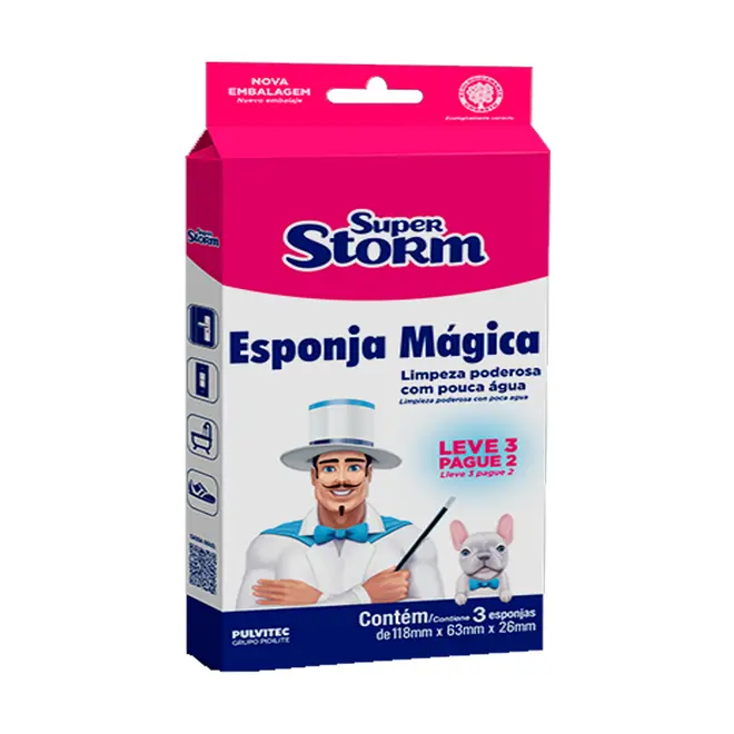Esponja Mágica Limpeza 3Peças Pulvitec