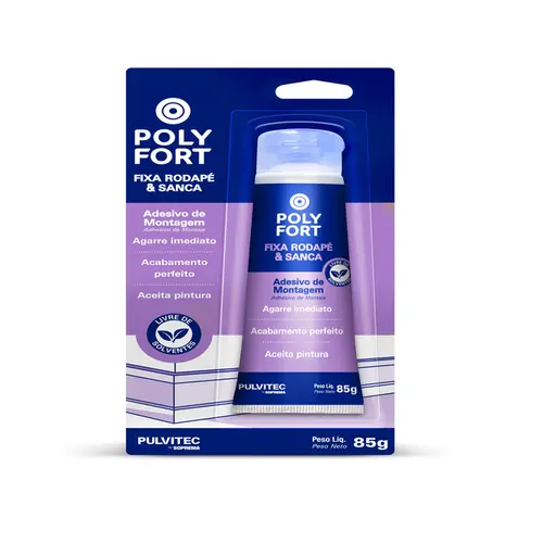 Adesivo Polyfort Fixa Rodapé e Sanca Branco 85g Pulvitec
