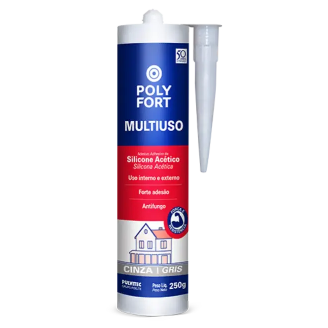 Silicone Polystic Uso Geral Cinza 250g Pulvitec