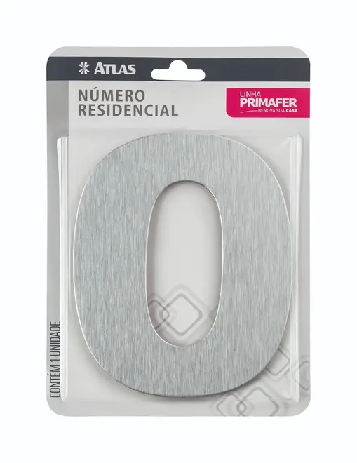 Numero Residencial  0  Adesivo Escovado PR3001/0 Primafer