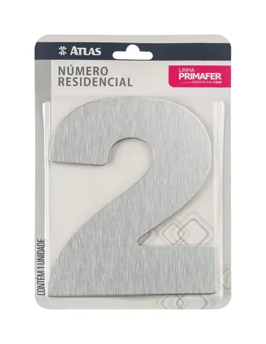 Numero Residencial  2  Adesivo Escovado PR3001/2 Primafer