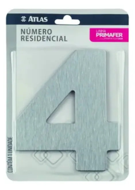 Numero Residencial  4  Adesivo Escovado PR3001/4 Primafer