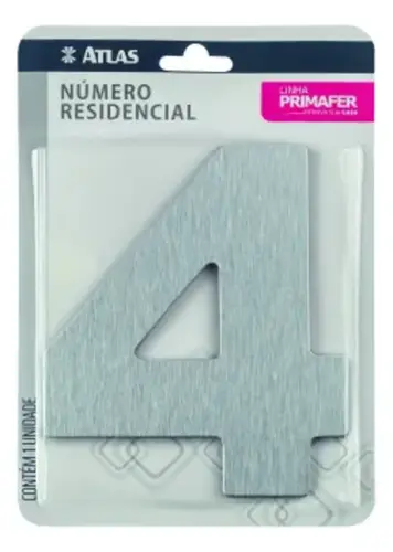 Numero Residencial  4  Adesivo Escovado PR3001/4 Primafer