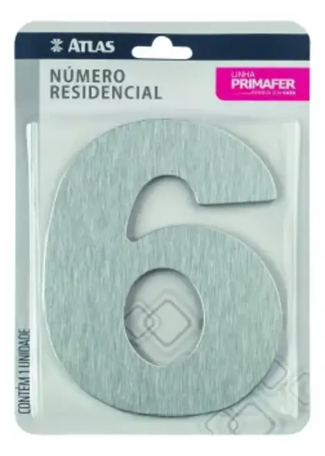 Numero Residencial  6  Adesivo Escovado PR3001/6 Primafer