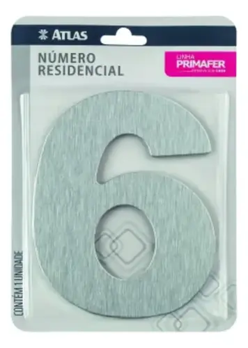 Numero Residencial  6  Adesivo Escovado PR3001/6 Primafer