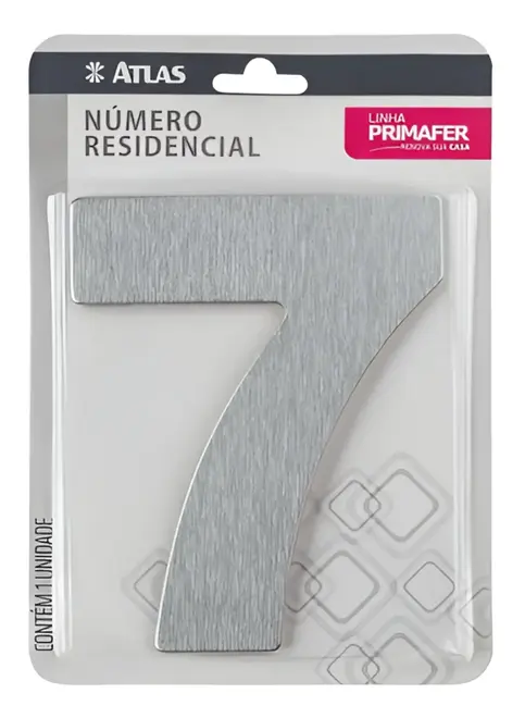 Numero Residencial  7  Adesivo Escovado PR3001/7 Primafer