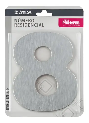 Numero Residencial  8  Adesivo Escovado PR3001/8 Primafer